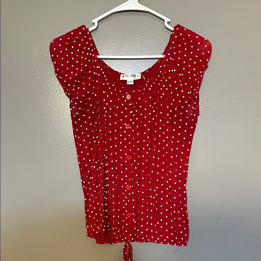 Zara Red Polka Dot Blouse